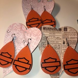 Leather Harley Davison earrings.